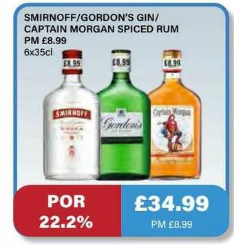 Bestway Smirnoff-gordon's Gin-captain Morgan Spiced Rum offer
