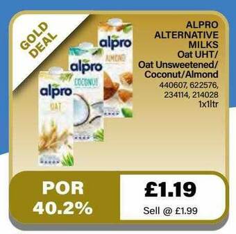 Bestway Alpro Alternative Milks Oat Uht-oat Unsweetened-coconut-almond offer