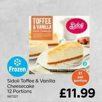 Bestway Sidoli Toffee & Vanilla Cheesecake offer