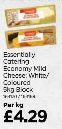 Bestway Essentially Catering Economy Mild Cheese: White-coloured 5kg Block offer