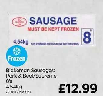 Bestway Blakeman Sausages: Pork & Beef-supreme 8's offer