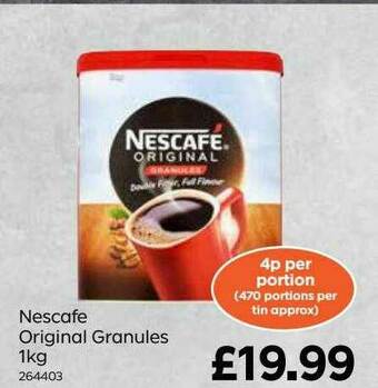 Bestway Nescafe Original Granules 1kg offer