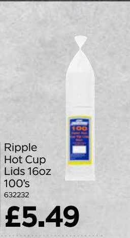 Bestway Ripple Hot Cup Lids 16oz 100's offer
