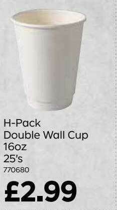 Bestway H-pack Double Wall Cup 16oz 25's offer
