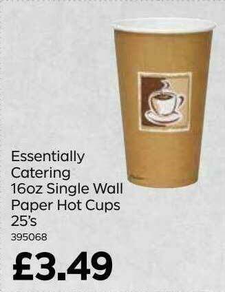 Bestway Essentially Catering 16oz Single Wall Paper Hot Cups 25's offer