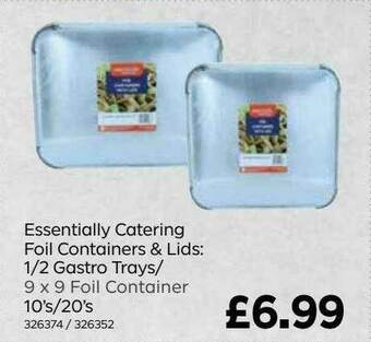 Bestway Essentially Catering Foil Containers & Lids: 1-2 Gastro Trays-9 X 9 Foil Container 10's-20's offer