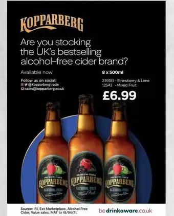 Bestway Kopparberg Strawberry & Lime, Mixed Fruit offer