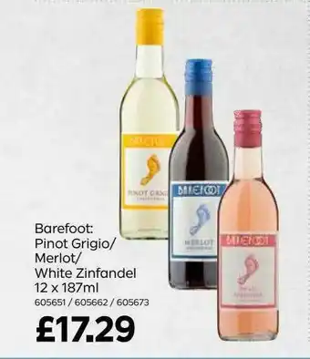 Bestway Barefoot: Pinot Grigio-merlot-white Zinfadel 12 X 187ml offer