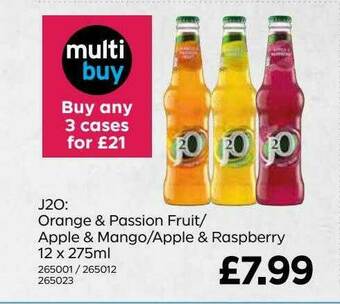 Bestway J20: Orange & Passion Fruit-apple & Mango-apple & Raspberry 12 X 275ml offer