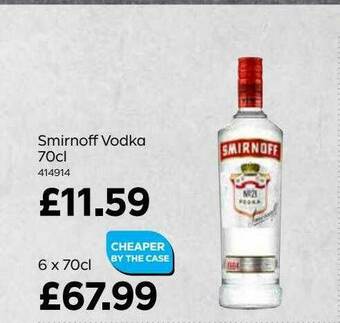 Bestway Smirnoff Vodka 70cl offer
