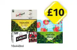 Londis San Miguel, Thatchers Gold, Juicy Apple, Haze, Carling offer