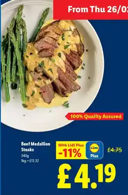 Lidl Beef Medallion Steaks offer