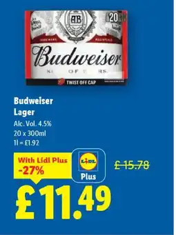 Lidl Budweiser Lager offer