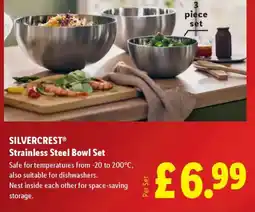 Lidl SILVERCREST Strainless Steel Bowl Set offer