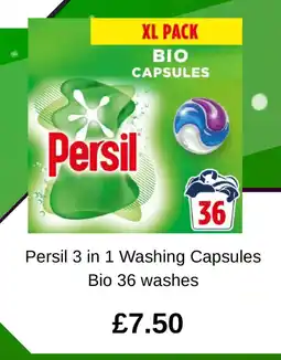 Asda Persil 3 in 1 Washing Capsules Bio 36 washes offer