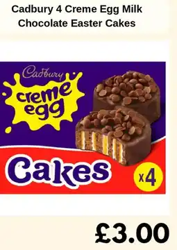Sainsbury's Cadbury 4 Creme Egg Milk Chocolate Easter Cakes offer