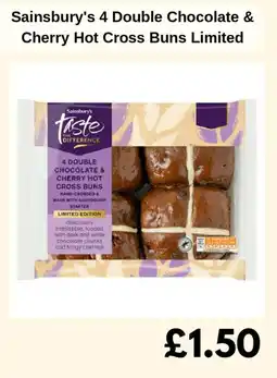 Sainsbury's Sainsbury's 4 Double Chocolate & Cherry Hot Cross Buns Limited offer