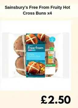 Sainsbury's Sainsbury's Free From Fruity Hot Cross Buns x4 offer