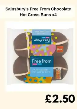 Sainsbury's Sainsbury's Free From Chocolate Hot Cross Buns x4 offer