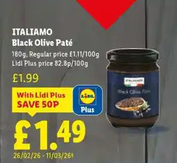 Lidl ITALIAMO Black Olive Paté offer