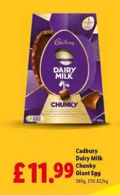 Lidl Cadbury Dairy Milk Chunky Giant Egg offer