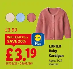 Lidl LUPILU Baby Cardigan offer