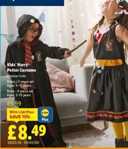 Lidl Kids’ Harry Potter Costume offer