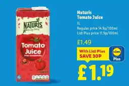 Lidl Naturis Tomato Juice offer