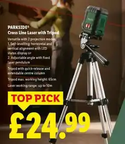Lidl PARKSIDE Cross Line Laser with Tripod offer