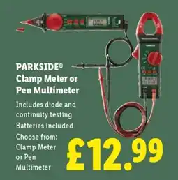 Lidl Parkside Clamp Meter or Pen Multimeter offer