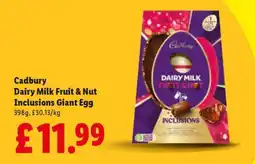 Lidl Cadbury Dairy Milk Fruit & Nut Inclusions Giant Egg offer