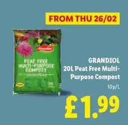 Lidl GRANDIOL 20L Peat Free Multi-Purpose Compost offer