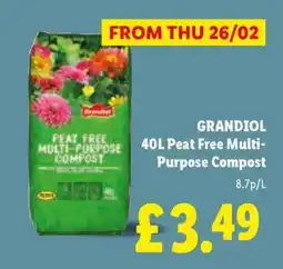 Lidl GRANDIOL 40L Peat Free Multi-Purpose Compost offer