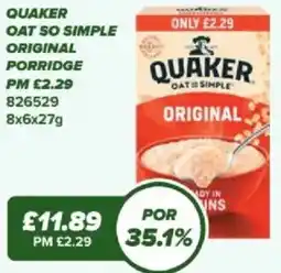 Bestway QUAKER Oat so simple original porridge offer