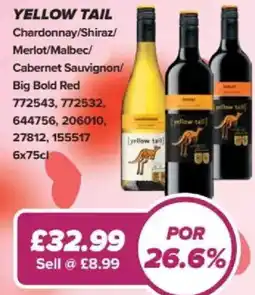 Bestway YELLOW TAIL Chardonnay/Shiraz/ Merlot/Malbec/ Cabernet Sauvignon/ Big Bold Red offer