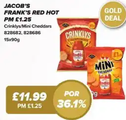 Bestway Jacob's frank's red hot Crinklys/Mini Cheddars offer
