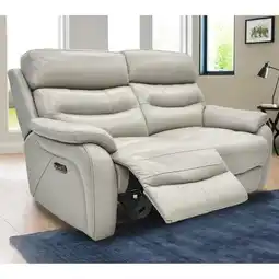 Costco Fletcher Light Grey Leather Power Reclining 2 Seater Sofa with Power Headrest offer