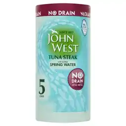Costco John West No Drain Tuna Steak in Spring Water, 5 x 110g offer
