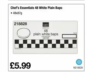 Booker Wholesale Chef's Essentials 48 White Plain Baps offer