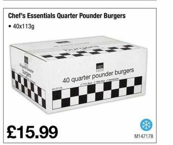 Booker Wholesale Chef's Essentials Quarter Pounder Burgers offer