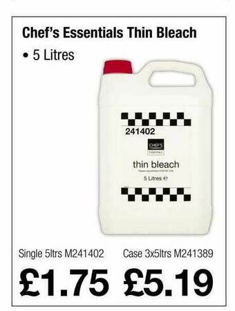 Booker Wholesale Chef's Essentials Thin Bleach offer
