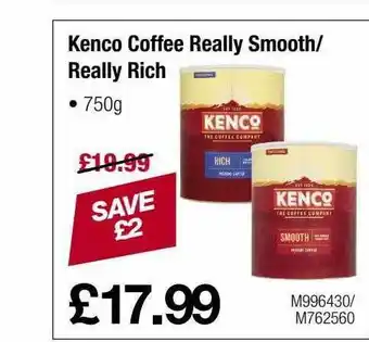 Booker Wholesale Kenco Coffee Really Smooth-really Rich offer