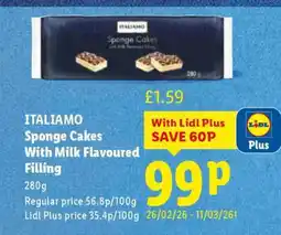 Lidl ITALIAMO Sponge Cakes With Milk Flavoured Filling offer