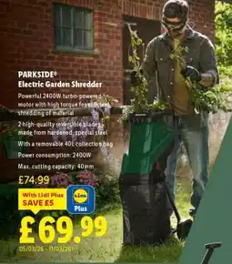 Lidl PARKSIDE Electric Garden Shredder offer
