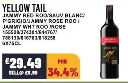 Bestway YELLOW TAIL Jammy red roo/sauv blanc/ p'grigio/jammy rose roo / jammy wht roo /rose offer