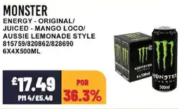 Bestway MONSTER Energy original/ juiced mango loco/ aussie lemonade style offer