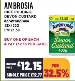 Bestway AMBROSIA Rice pudding/ devon custard offer
