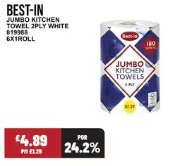 Bestway BEST-IN Jumbo kitchen towel 2ply white offer