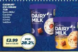 Bestway Cadbury ice-cream tub Dairy Milk/ Caramel offer