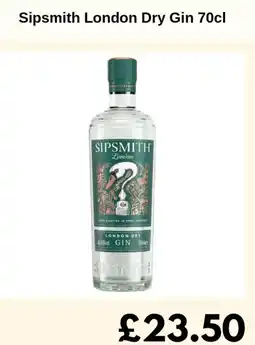 Sainsbury's Sipsmith London Dry Gin offer